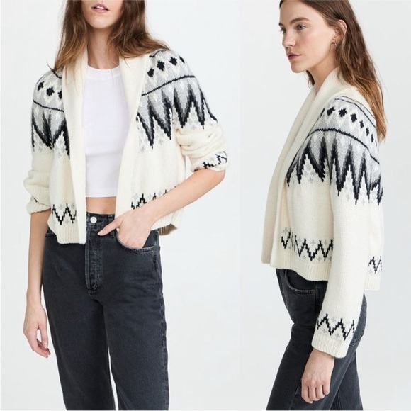 THE GREAT. Black and White Patterned Cardigan - Picture 3 of 13